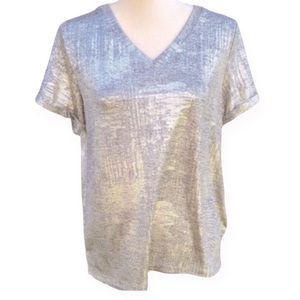 Anthropologie Akemi + Kin Shiny Short Sleeve Blouse Top - size women's small S